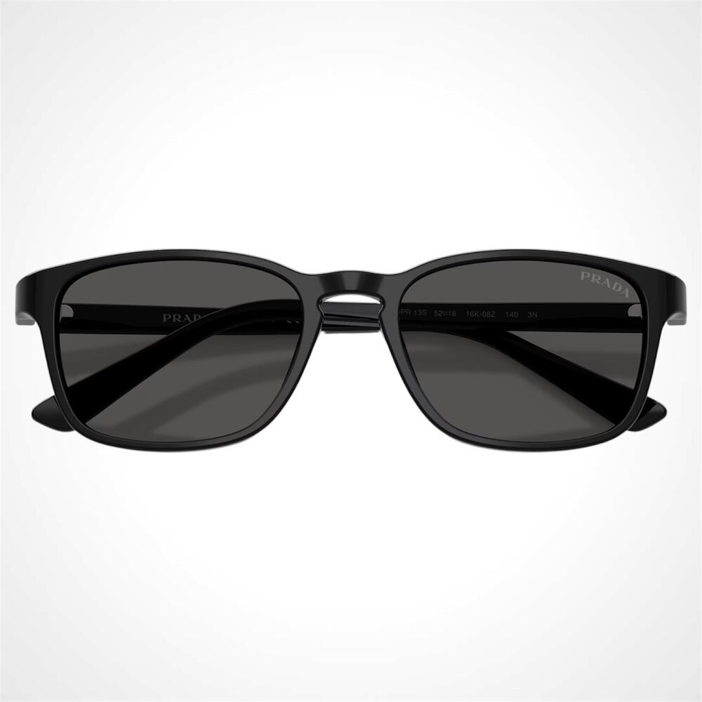 New PRADA Sunglasses Black Aviator Square Mens Letter Logo Grey Lens 52-18-140mm - Picture 5 of 6